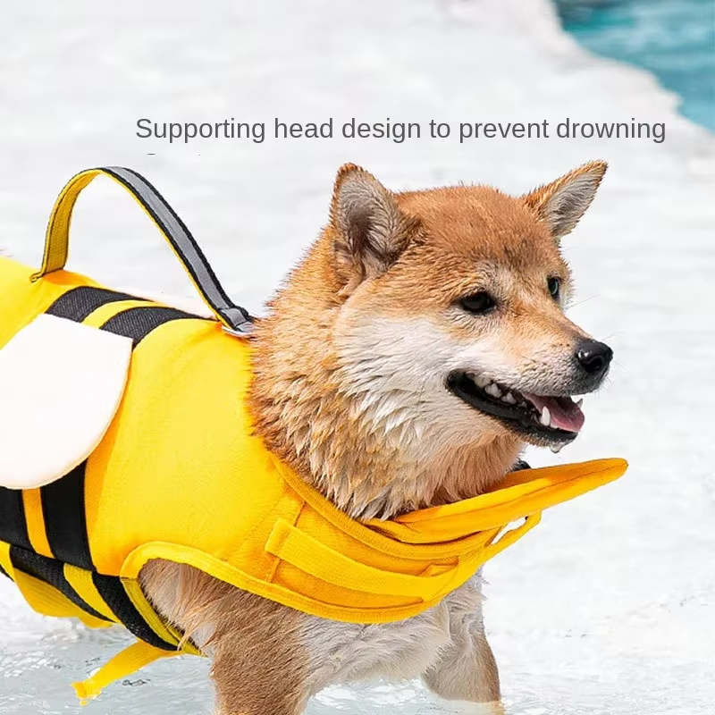 Life Jacket Buoyancy - เสื้อชูชีพสุนัขลายผึ้ง สำหรับสุนัขขนาดเล็กถึงกลาง ปรับขนาดได้ สะท้อนแสง อุปกรณ์ช่วยพยุงตัวสำหรับสัตว์เลี้ยง ฤดูร้อน