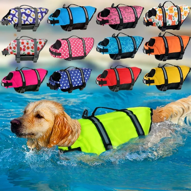 Life Jacket Buoyancy - เสื้อชูชีพสำหรับสุนัข ชุดว่ายน้ำสุนัข เสื้อชูชีพสำหรับสัตว์เลี้ยง สำหรับฤดูร้อน ชายหาด เล่นเซิร์ฟ