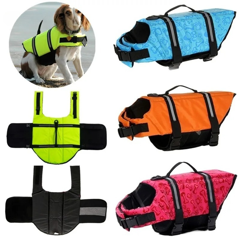 Life Jacket Buoyancy - ฤดูร้อนเสื้อชูชีพสุนัขสะท้อนแสงปรับสุนัขขนาดใหญ่ชุดว่ายน้ําเสื้อกั๊กความปลอดภัยท่องเรือใบ Enhanced Buoyancy Pet Lifejackets