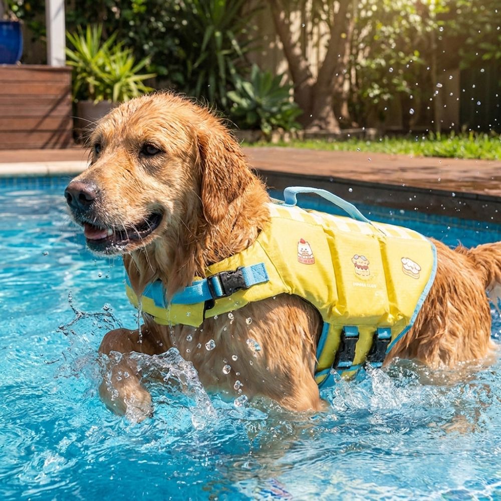 Life Jacket Buoyancy - เสื้อชูชีพสุนัขกันน้ำ ปรับขนาดได้ ลอยตัวสูง ชุดว่ายน้ำสุนัข แผ่นฟองน้ำหนา ระบายอากาศได้ดี