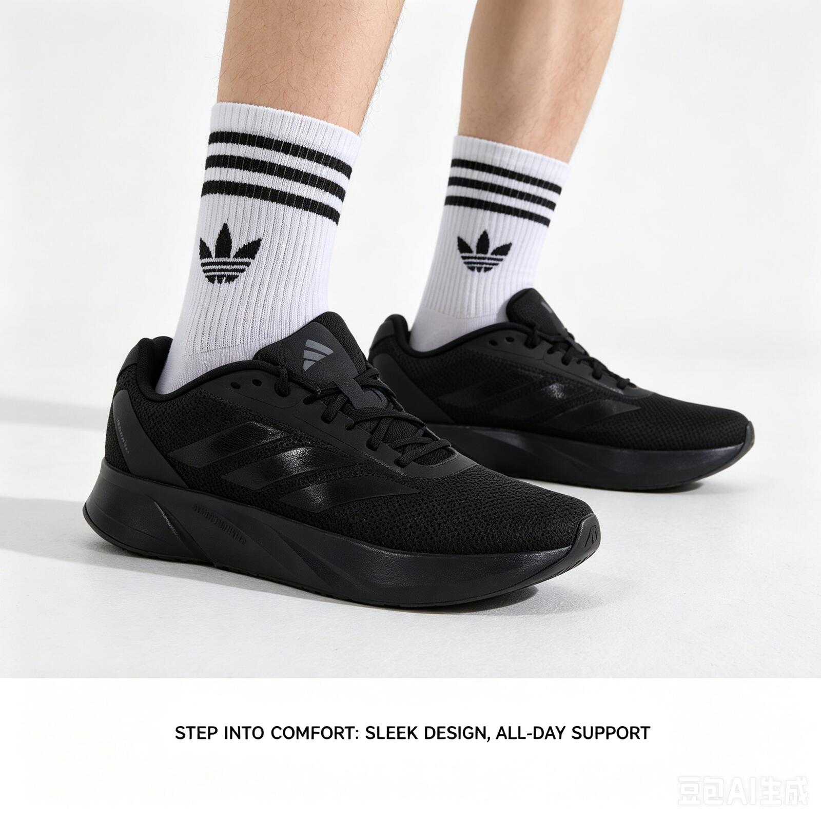 Adidas Shoes Duramo Sl - อาดิดาส แบล็ค ไวท์ ทรี สไตรป์สรองเท้าผ้าใบวิ่งแบบตาข่ายระบายอากาศน้ำหนักเบา GW8336